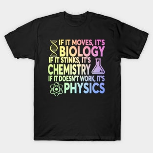 If It Moves It's Biology If It Stinks It's Chemistry If It Doesn't Work It's Physics T-Shirt